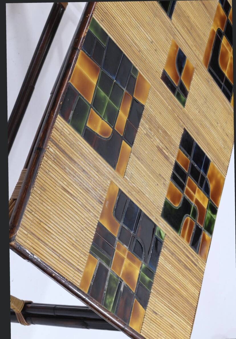 Adrien audoux & frida minet (20th century), dining table in stained rattan,