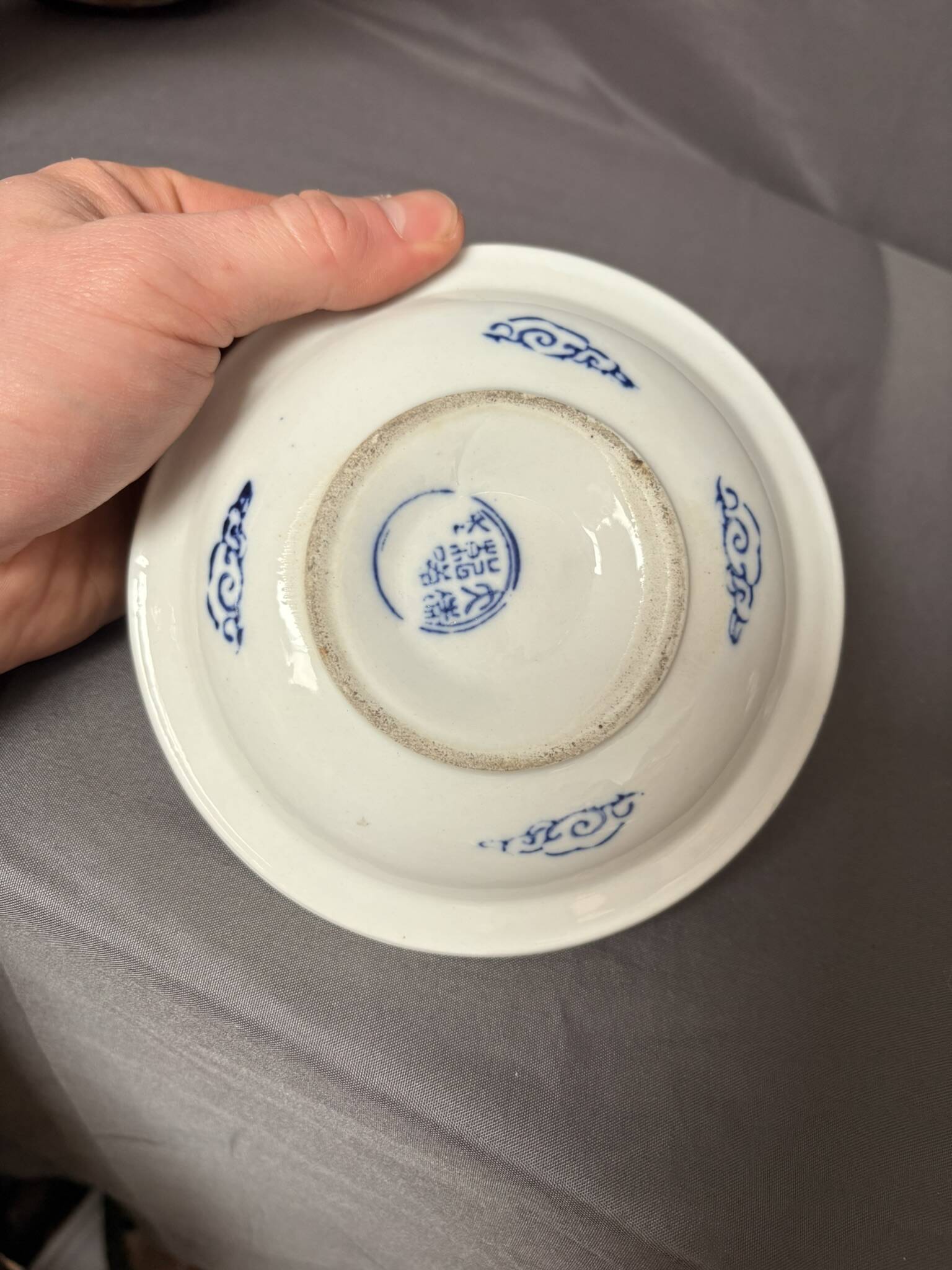 Ancien Bougeoir Porcelaine Blanc Bleu Dynastie Ming Chine