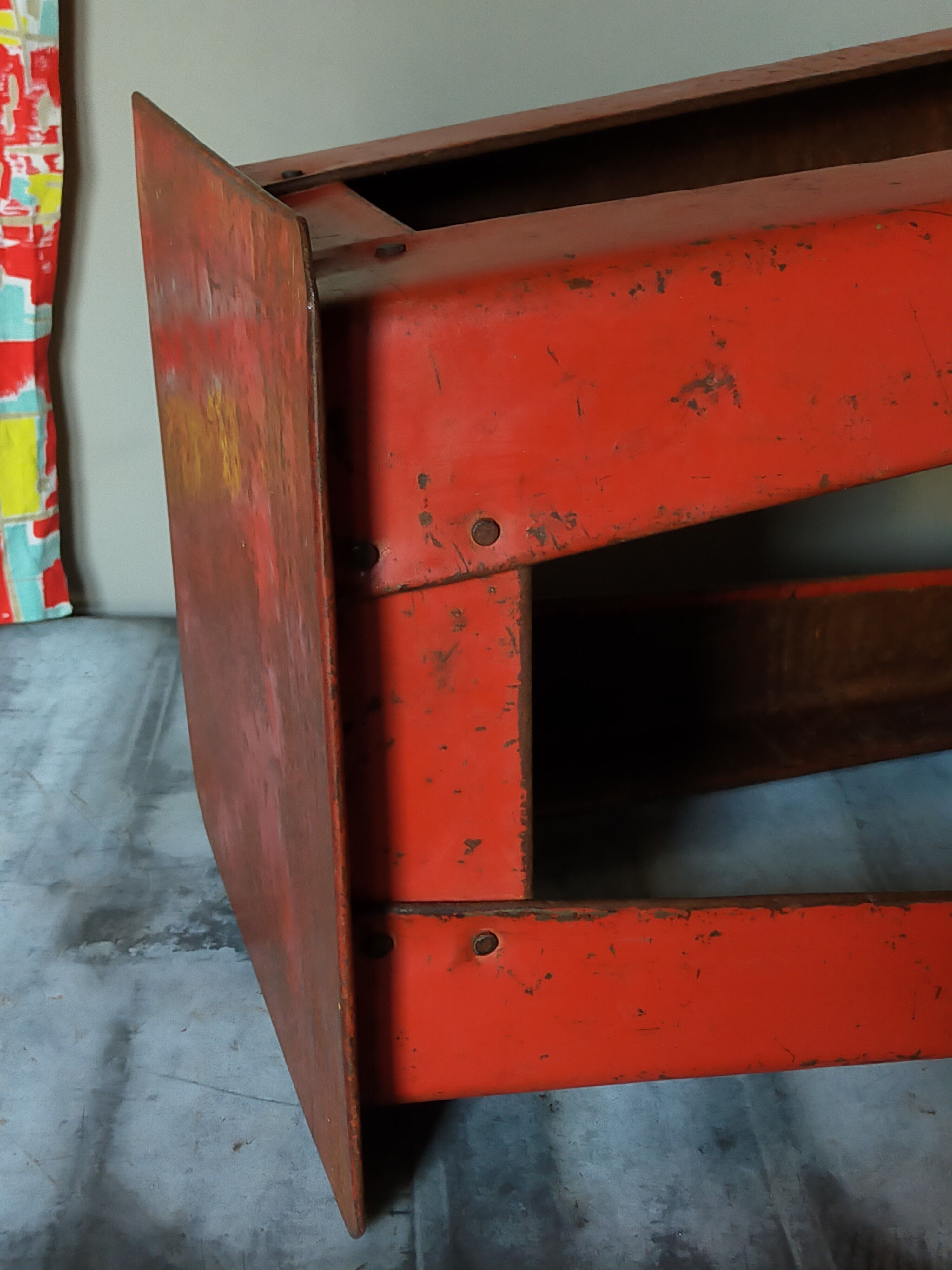 Vintage industrial stool made of recycled sheet metal