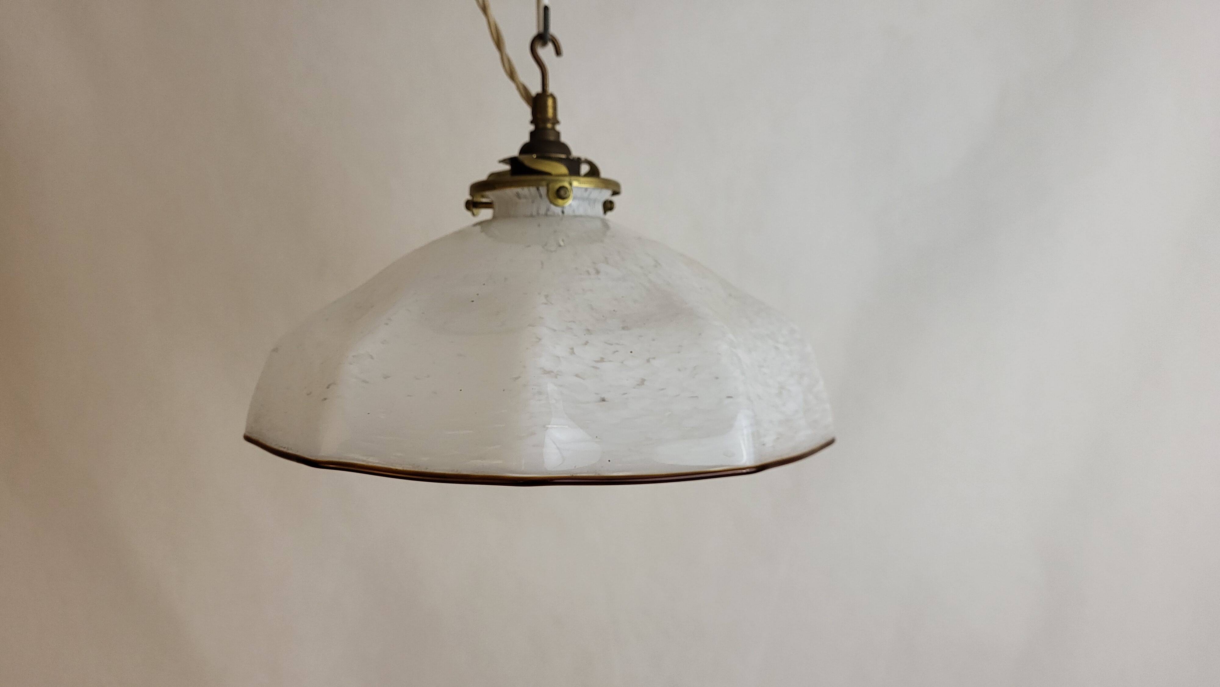 Suspension Ceiling light in marmoreal glass