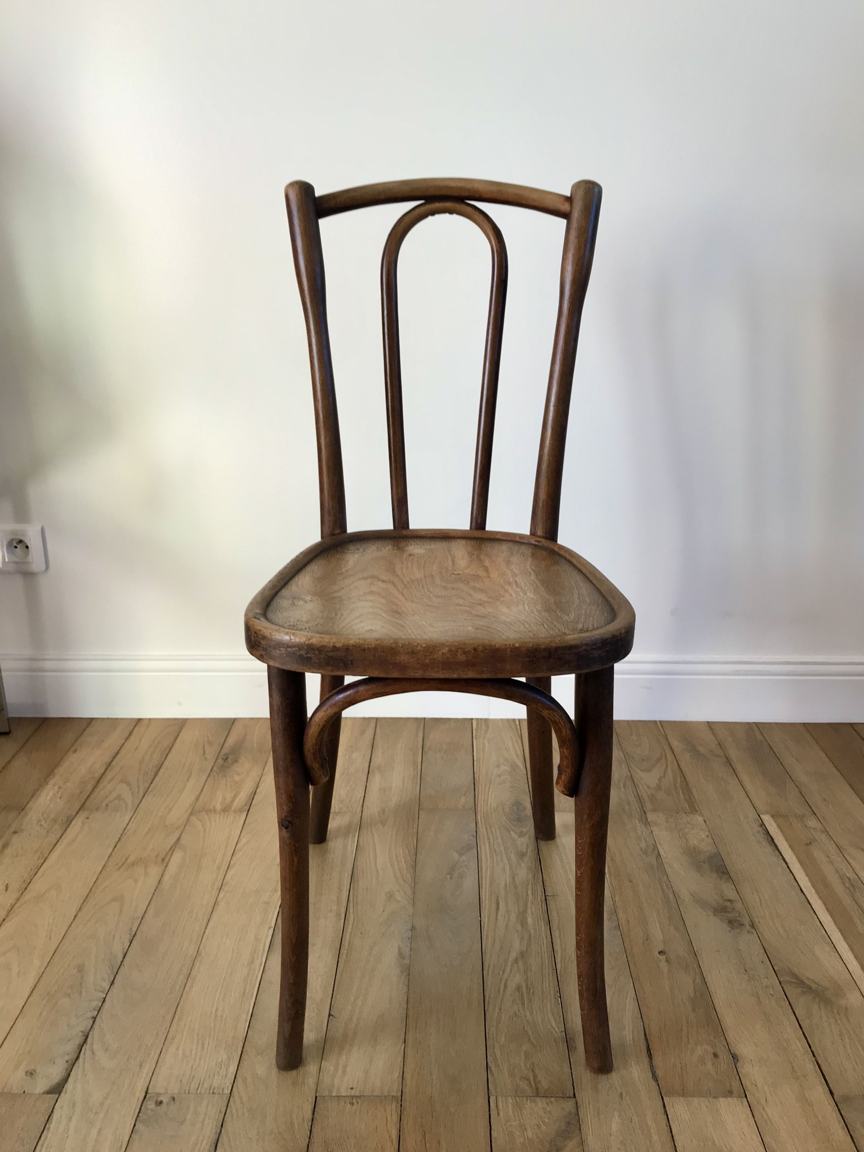Set of 4 bistro chairs in curved wood of beech Luterma 30s