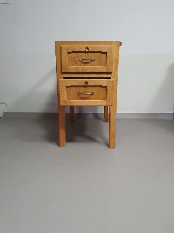 Grand bureau / table d'architecte en chêne des années 1940