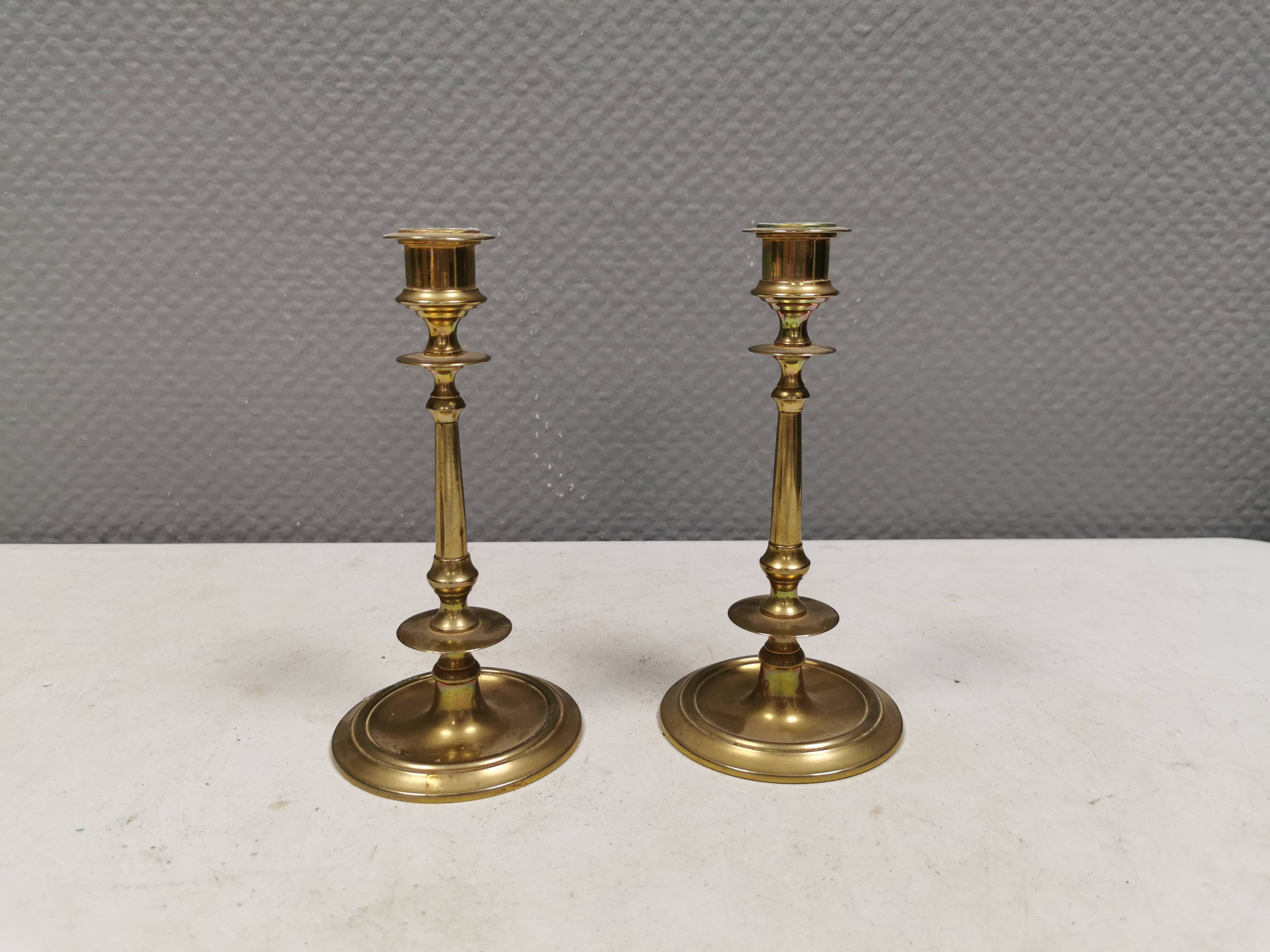 A set of slim vintage brass candlesticks, Denmark 1960-70s.