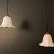 Pair of antique porcelain pendant lamps