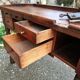 French antique watchmaker's bench – Table with drawers, vice, and original sliding leather surface – circa 1900