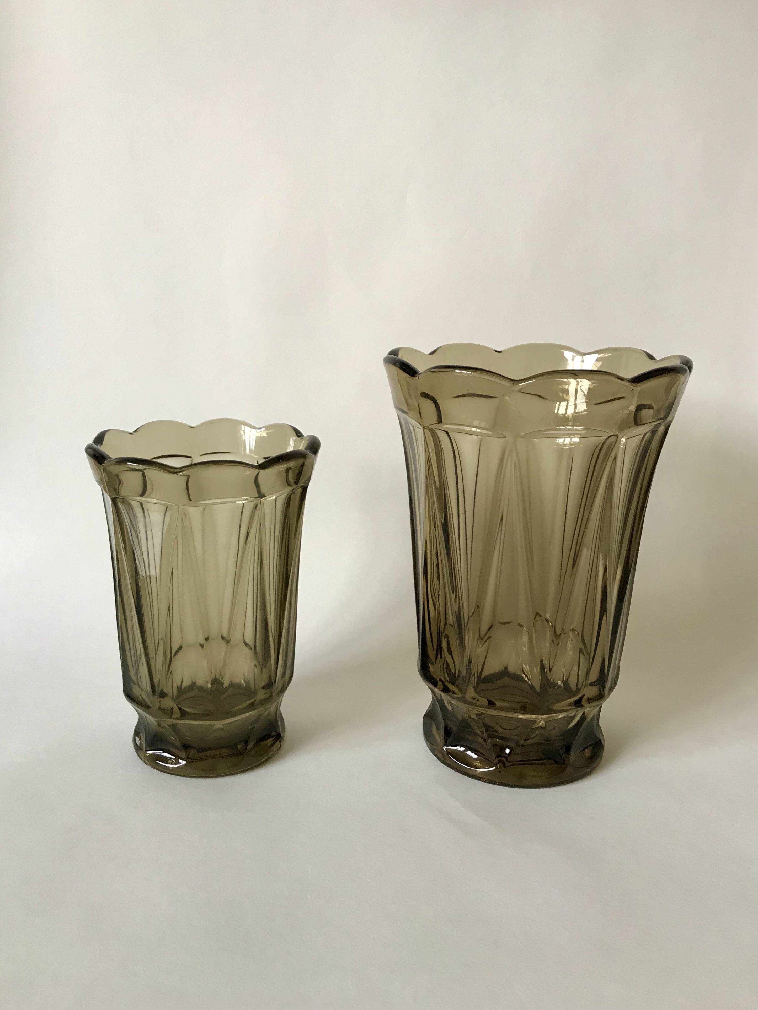 Large smoked glass vase from the 70s