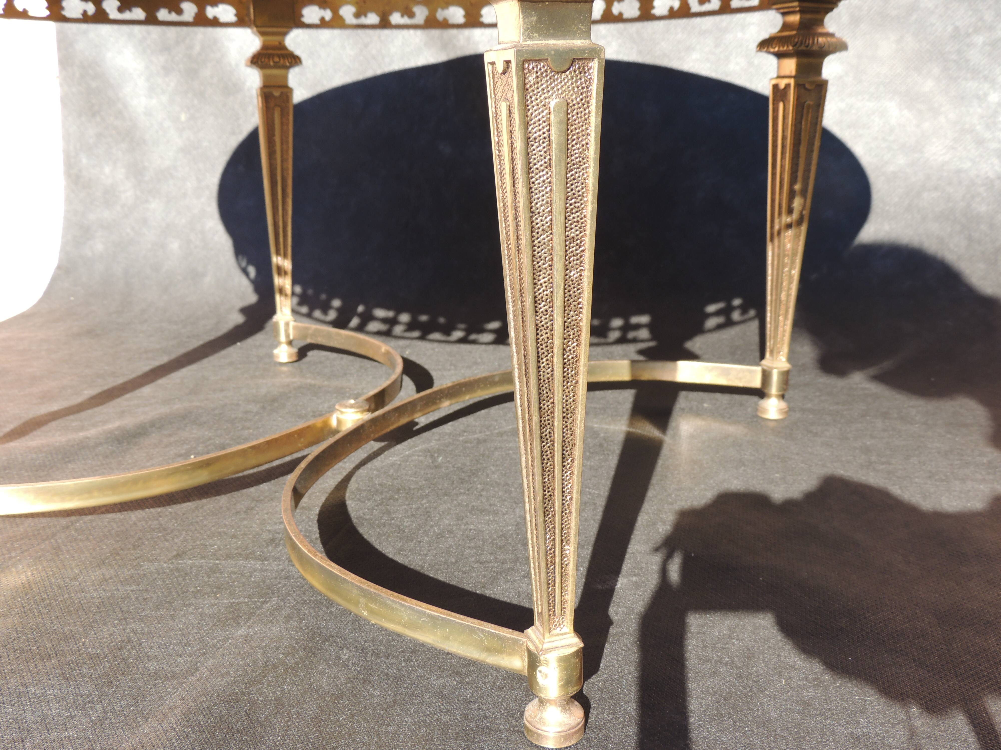 Table basse rode de salon marbre onyx et bronze