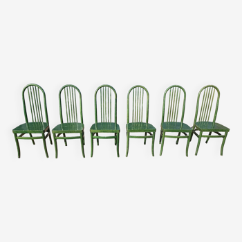 Lot de 6 chaises de bistrot baumann eden terrasse verte bois - vintage