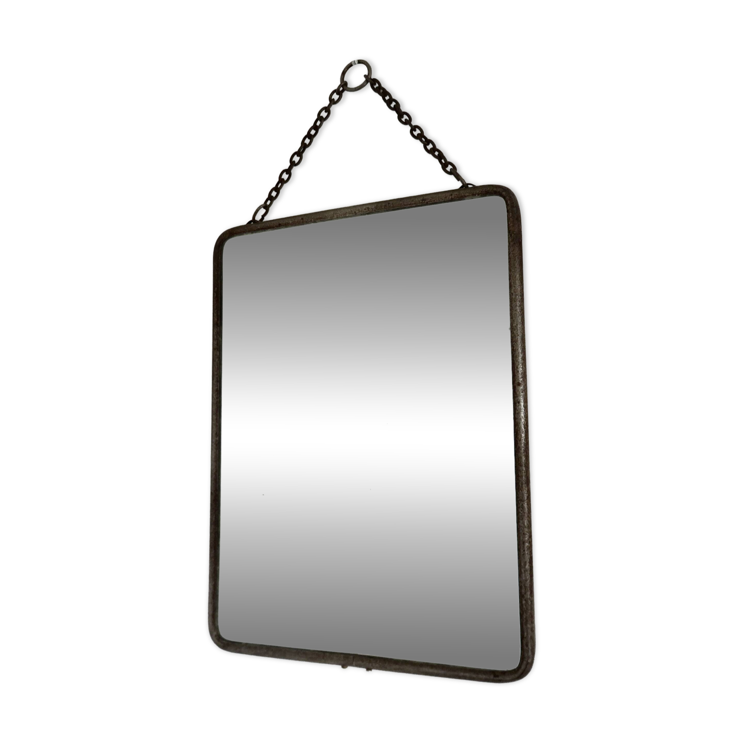 Antique vintage barber's mirror with chain, 1930s-40s