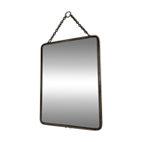 Ancien miroir de barbier à chainette vintage, années 30 40