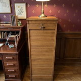 Art Deco curtain cabinet from the 1930s in oak with interior drawers, 120cm H.