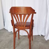 Chaise de salle à manger vintage en bois courbé : dossier éventail style Thonet, pub irlandais des années 1970