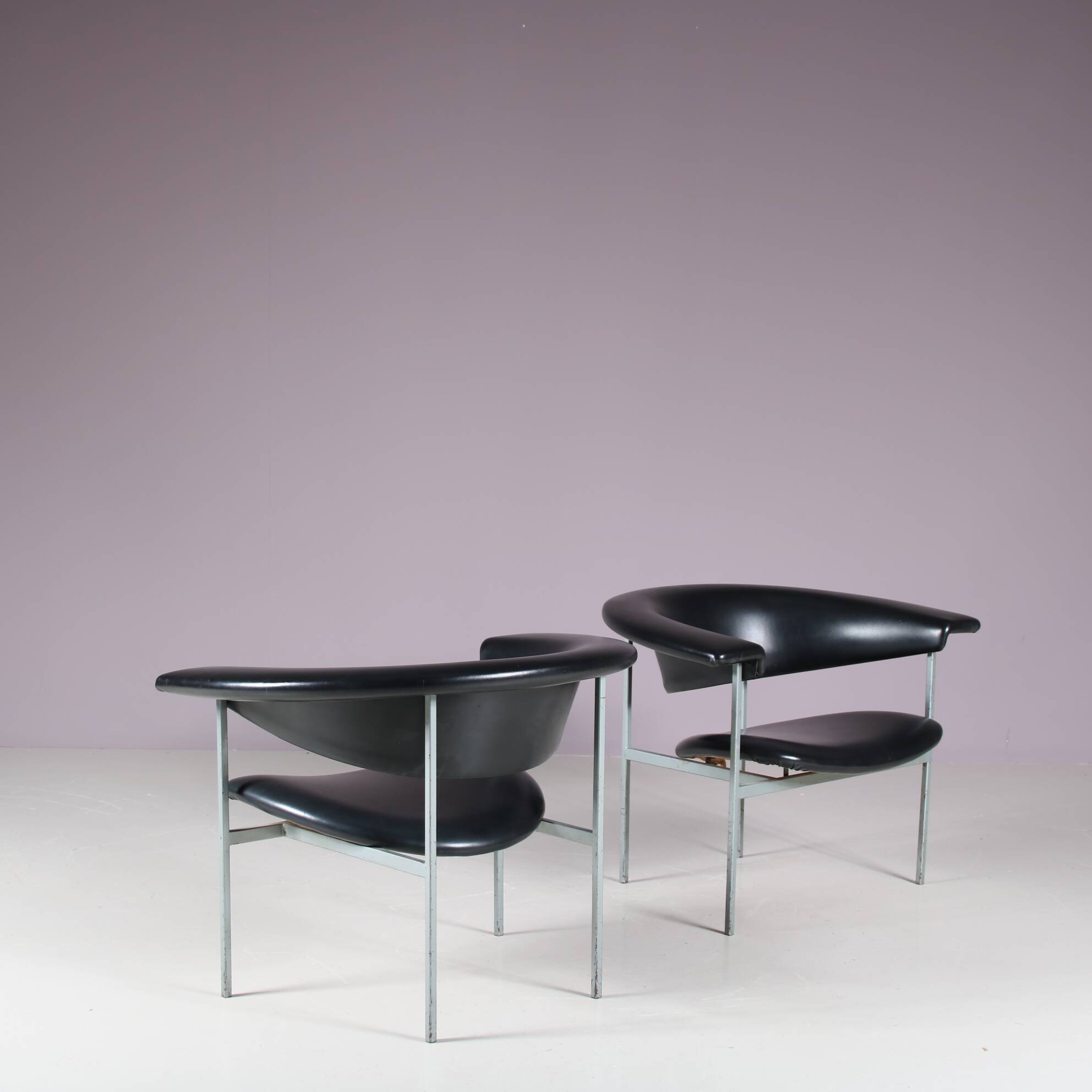 1960s Pair of “Meander Gamma” Chairs by Rudolf Wolf for Gaasbeek & Van Tiel, Netherlands