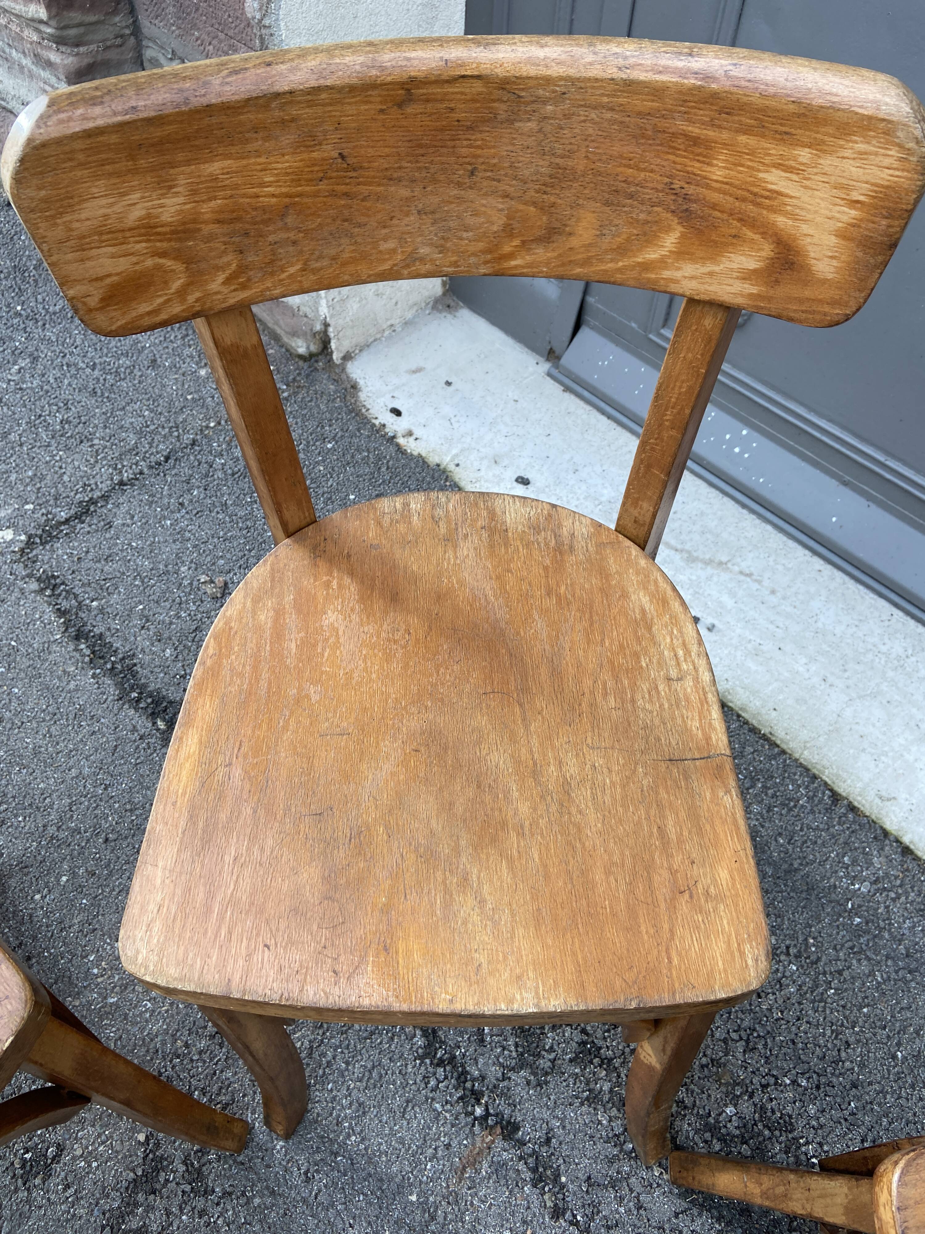 6 chairs bistro coffee wood curved vintage