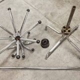 Parrot coat rack 16 hooks industrial in chromed metal and base + black balls 1960