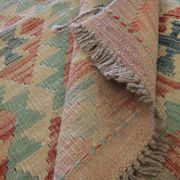 Tapis traditionnel oriental Kilim fait à la main laine beige géométrique Kilim- 60x89cm