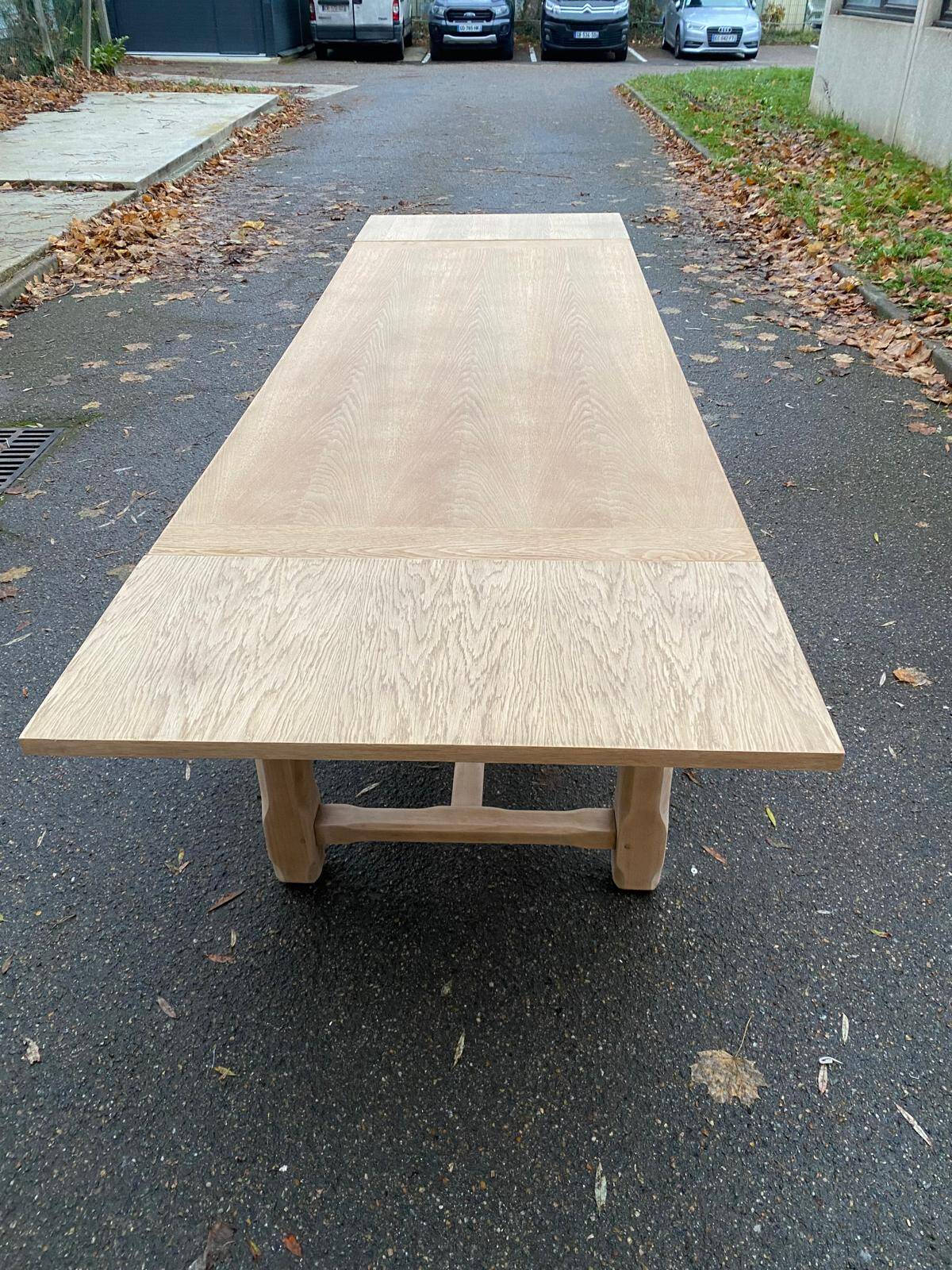 Extendable renovated 20th century oak farmhouse dining table, 200-280cm
