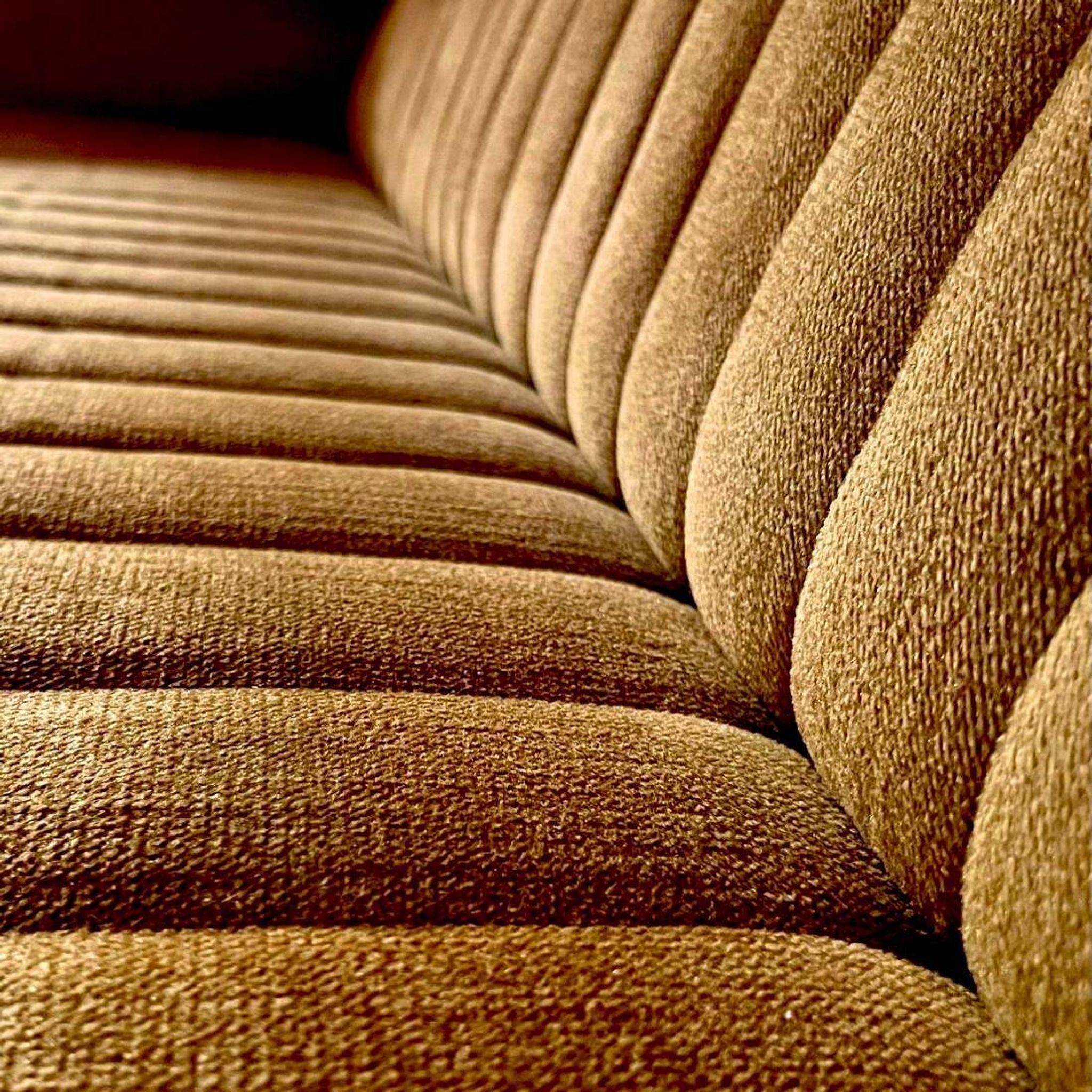 Mid-Century Three Seats Velvet Yellow Sofa, in the style of Gio Ponti