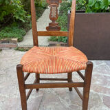 Pair of straw seated chairs