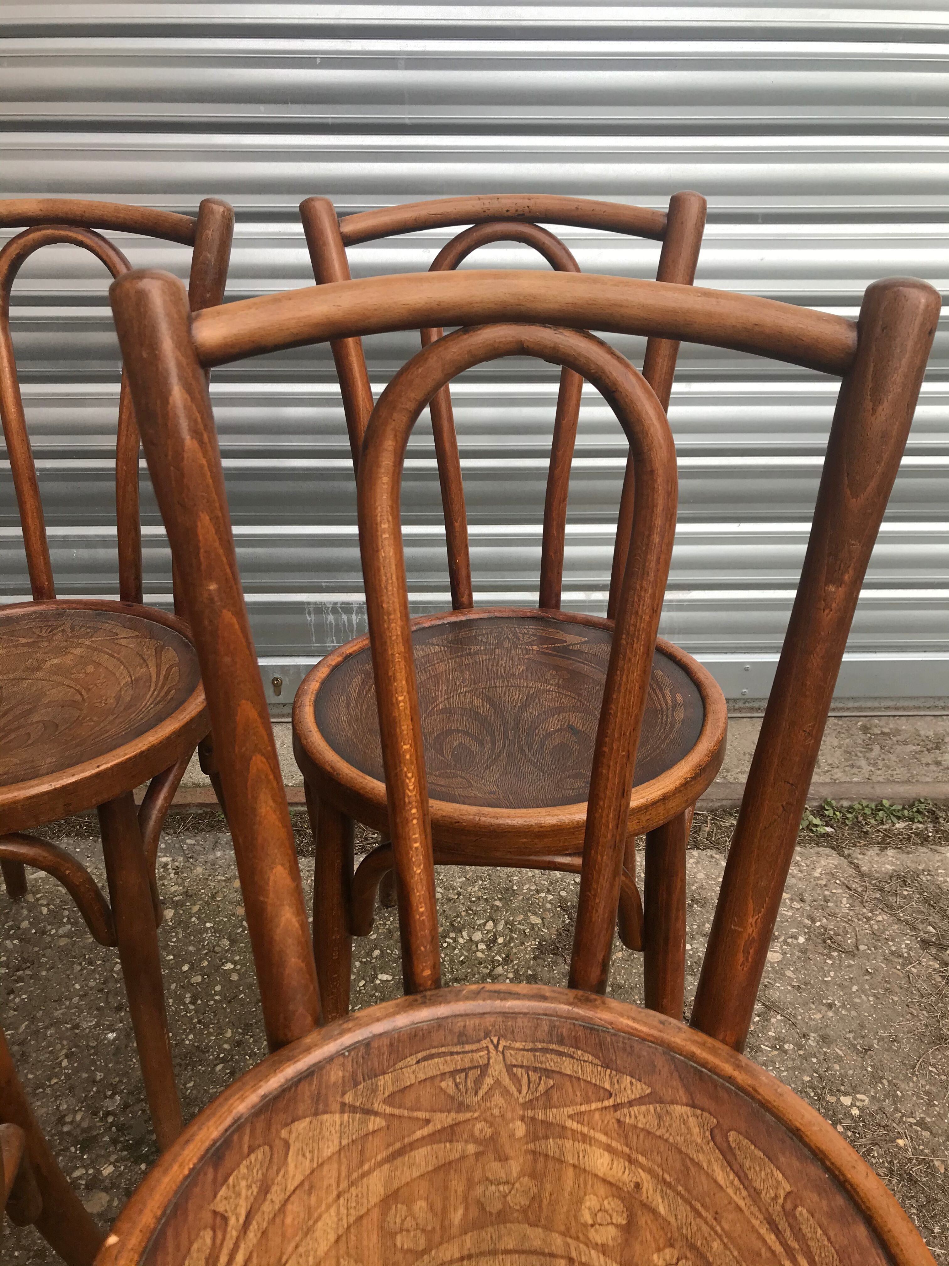 Suite of 8 Viennese bistro chairs "W.Baumann"