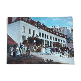 French scene, oil on cardboard