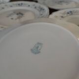 Series 10 flat plates Arcopal, white opaline with blue flowers