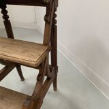 19th century stained wood library staircase