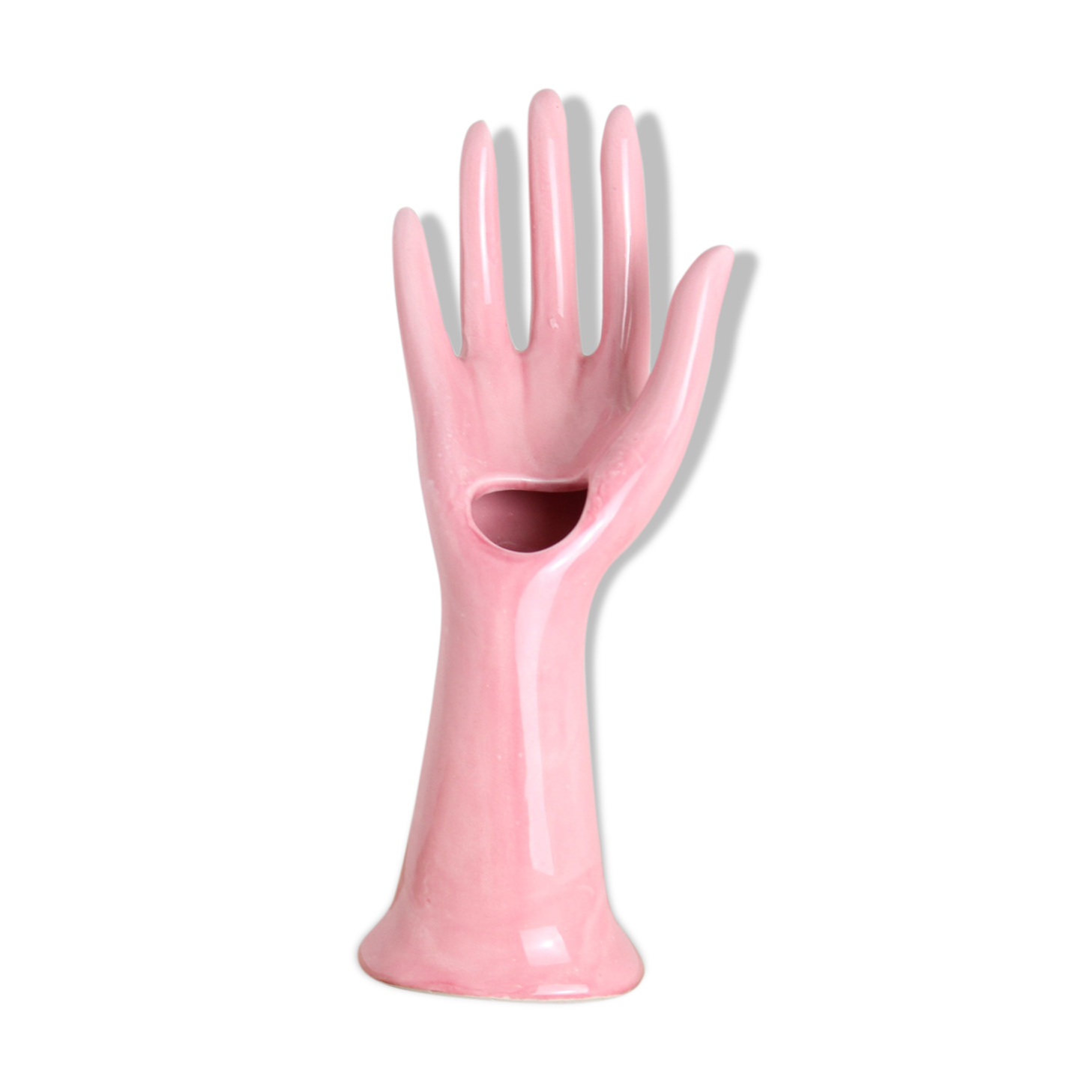 Hand pink ceramic ring sizer doilies