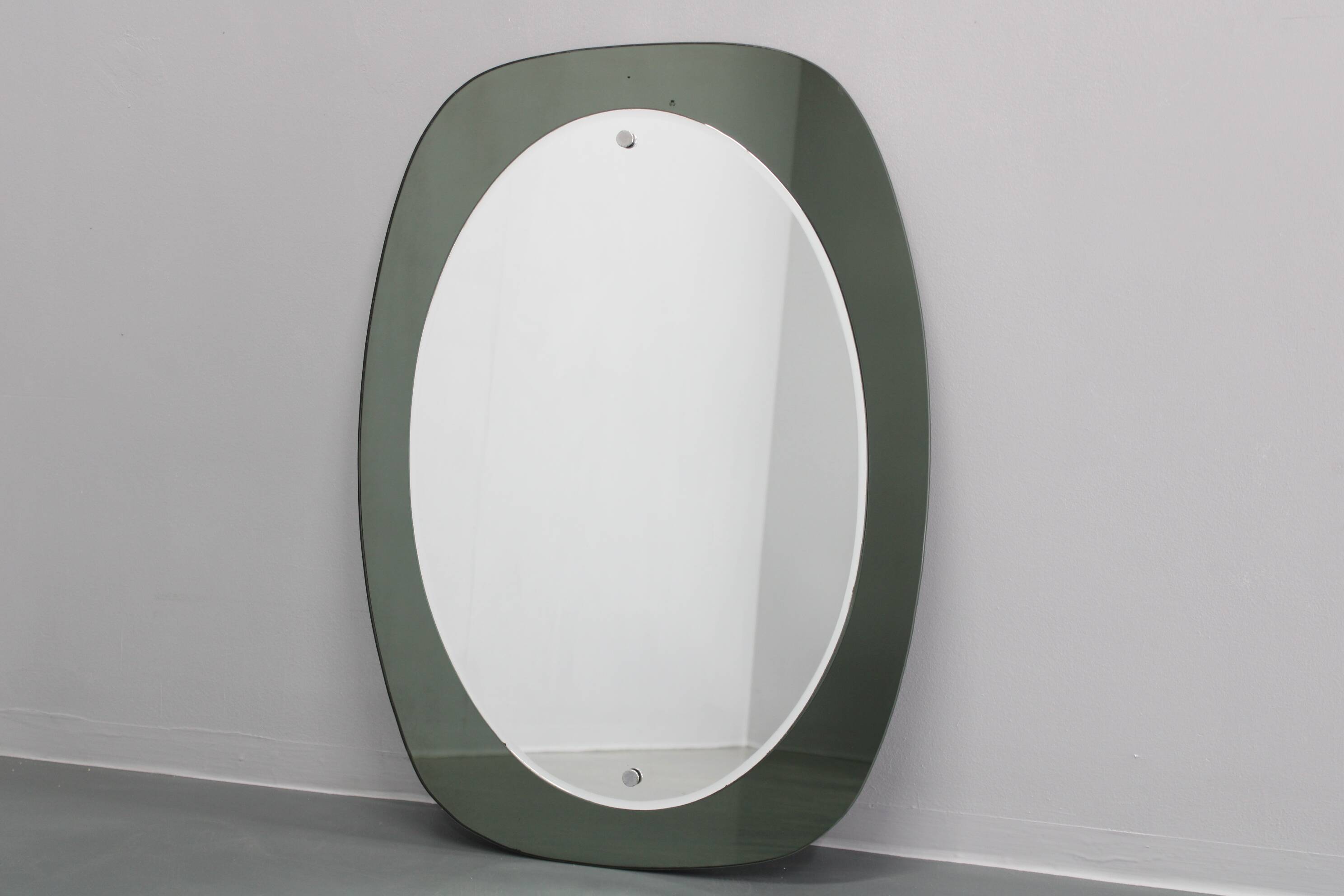 1980s Oval Italian Mirror