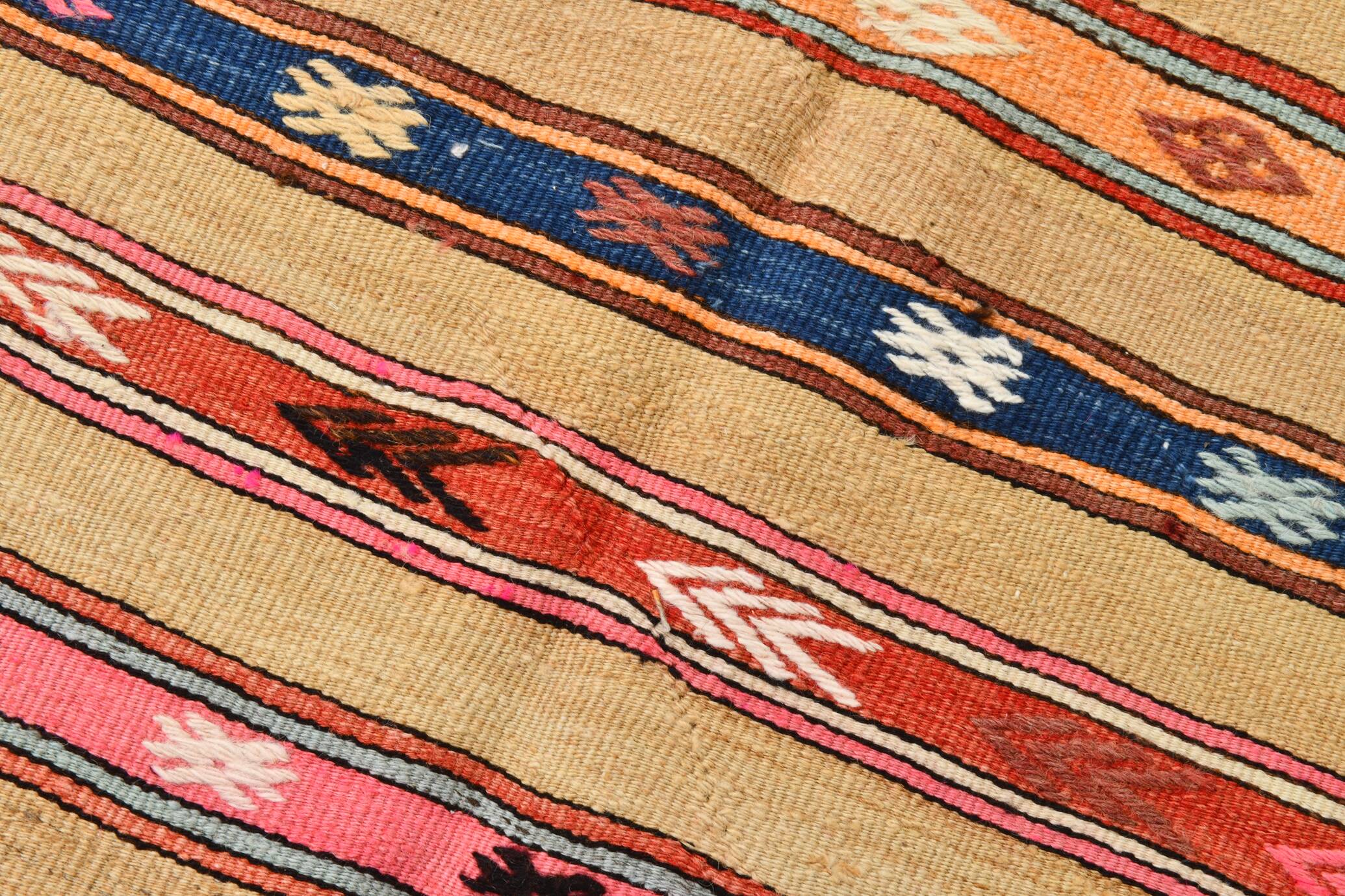 Vintage Striped Pattern Multicolor Kilim Rug, 183x239Cm