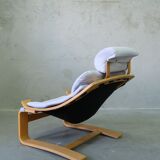 Swedish Leather Lounge Chair with Footrest by Ake Fribytter for Nelo Kroken, 1970s
