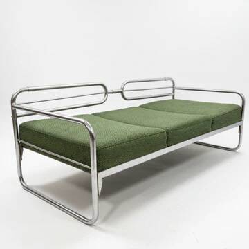 Canapé chromé Bauhaus par Slezák, Tchécoslovaquie, années 1930
