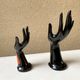 Vase ring pair of hand black ceramic vintage 80s
