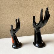 Vase ring pair of hand black ceramic vintage 80s