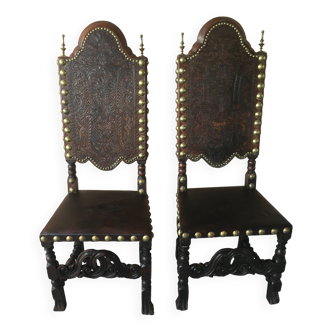 Paire de chaises en cuir de Cordoue