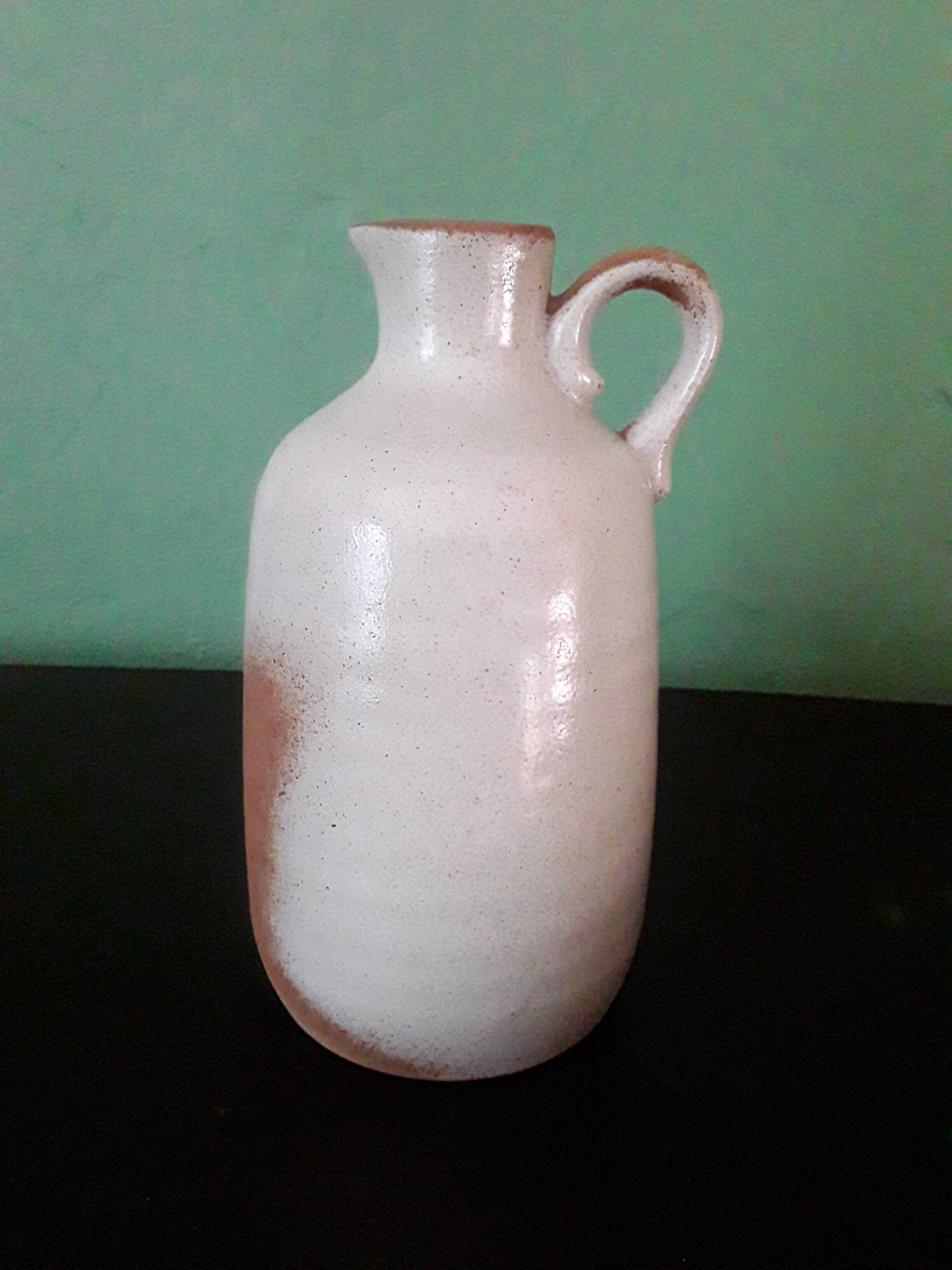 Vintage stoneware carafe vase from France