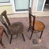 set of 6 mismatched vintage wooden bistro chairs