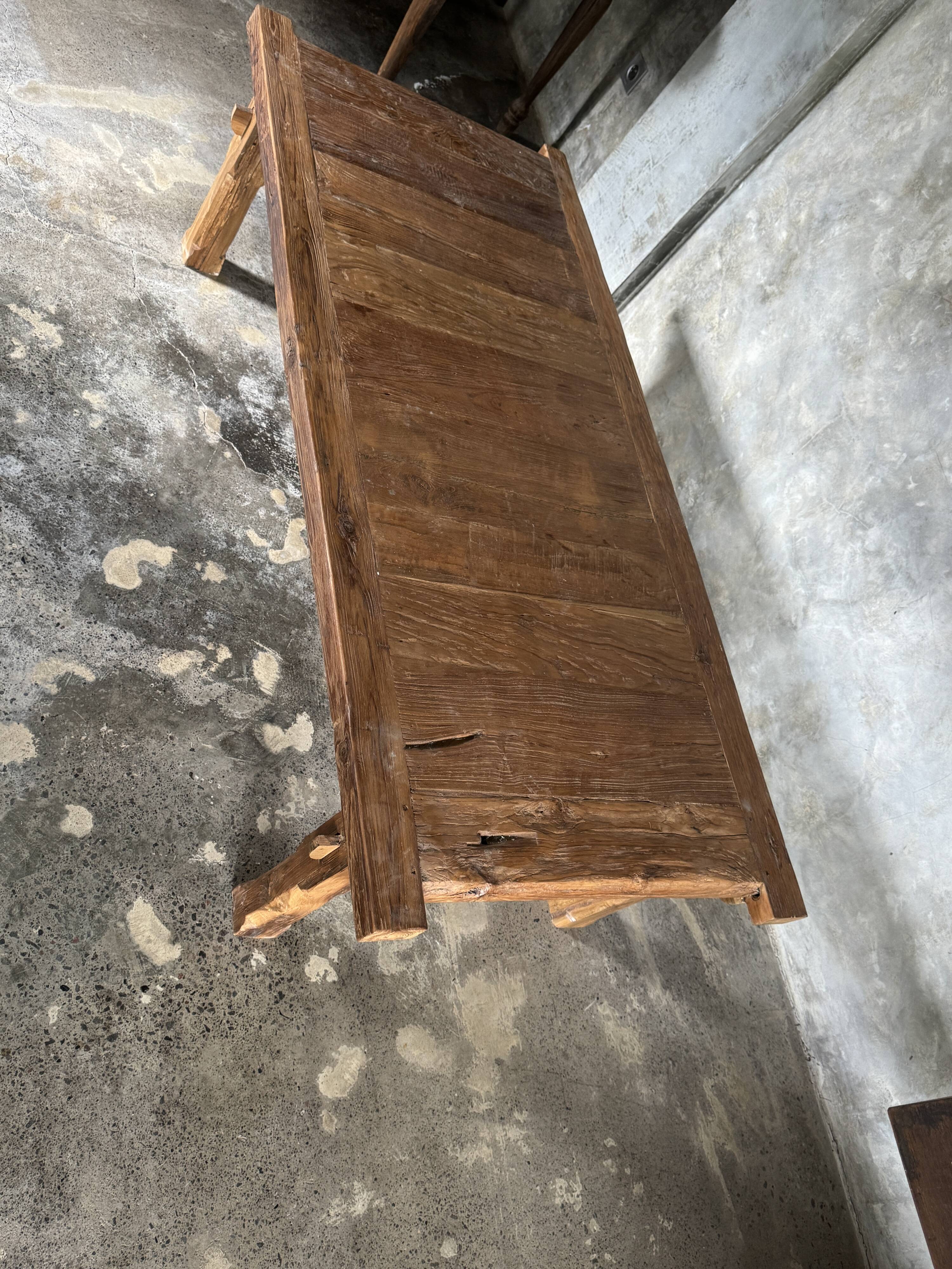 Large upcycled golden teak coffee table L1m60 W70 H45