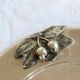 Vintage silver-plated round serving tray cherries