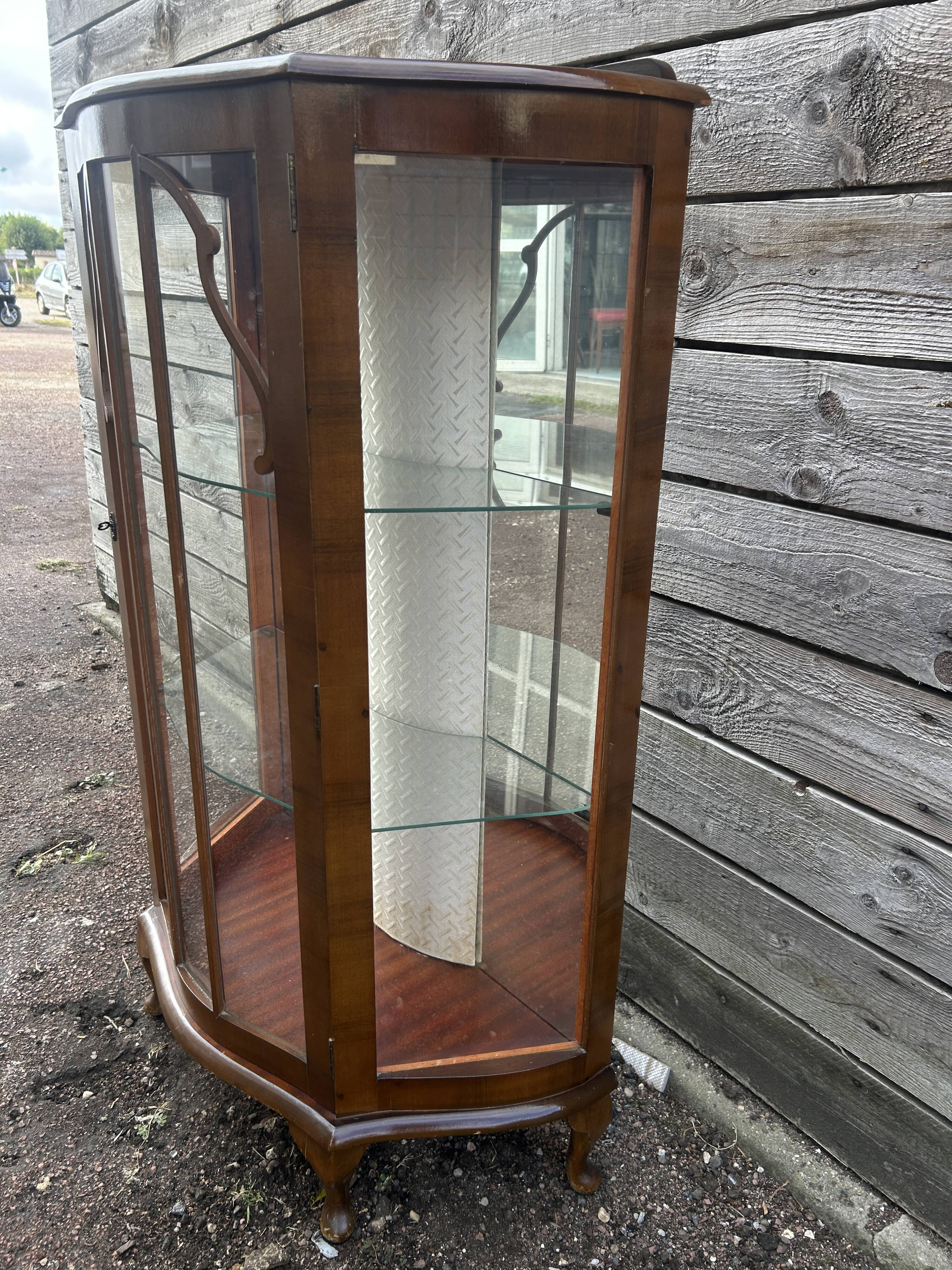 Vitrine demi-lune an acajou