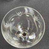 5 blown, cut and engraved crystal wine glasses