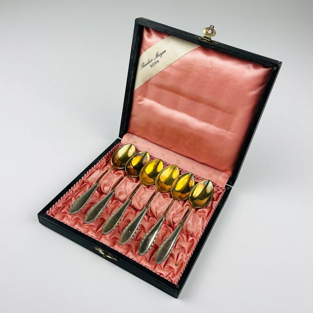 Silver tea spoons by Theodor Meyer Bern from Berndorf, 1920s, set of 6.