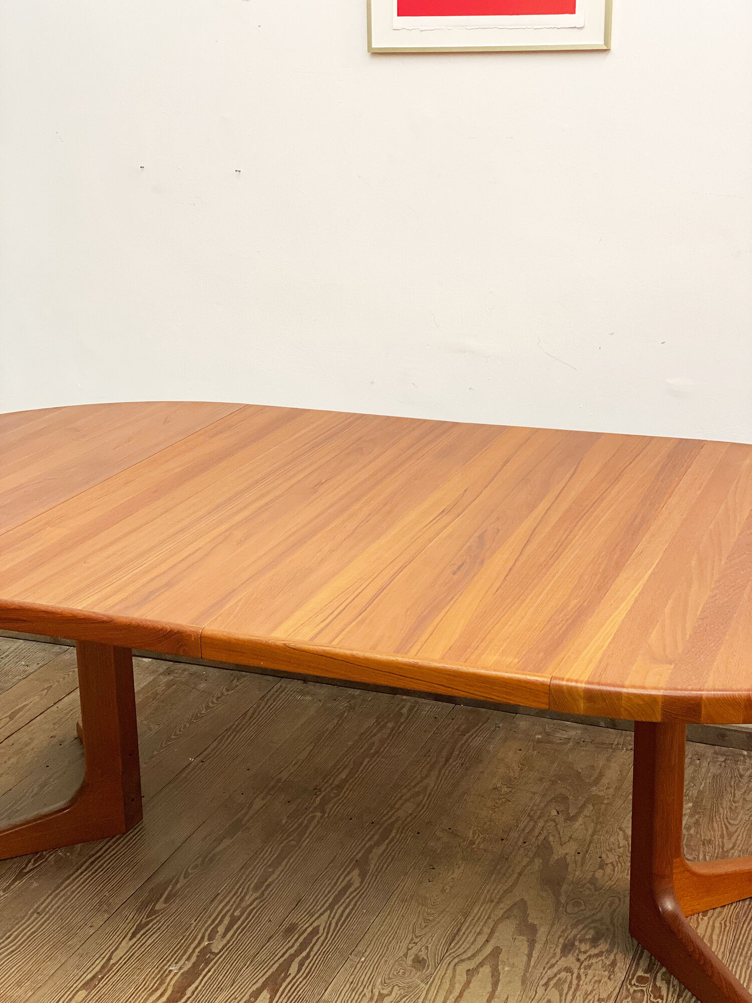 Table à manger extensible ronde en teck du milieu du siècle par Glostrup, Danemark, années 60
