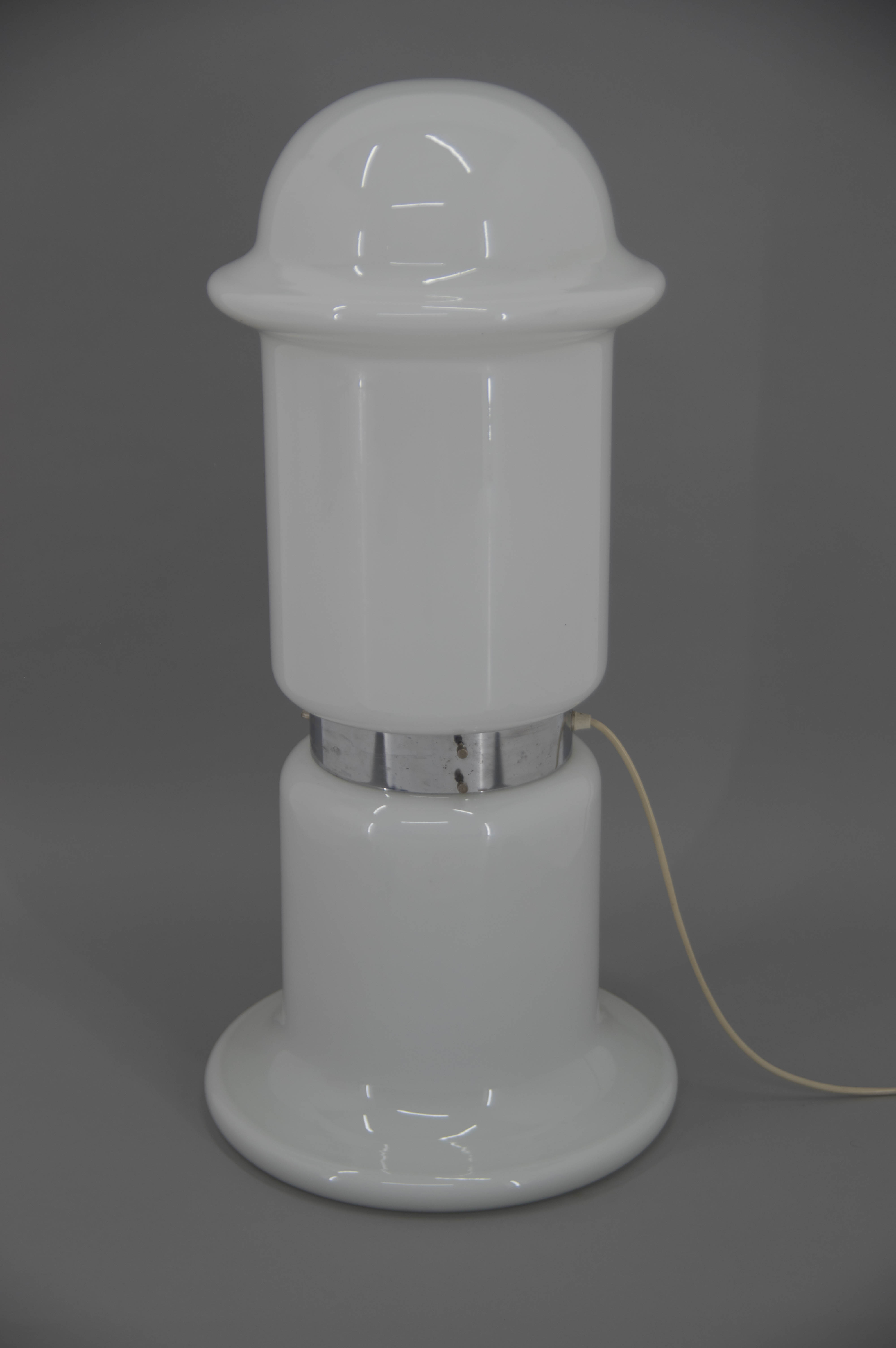 White glass floor lamp, czechoslovakia, 1970s