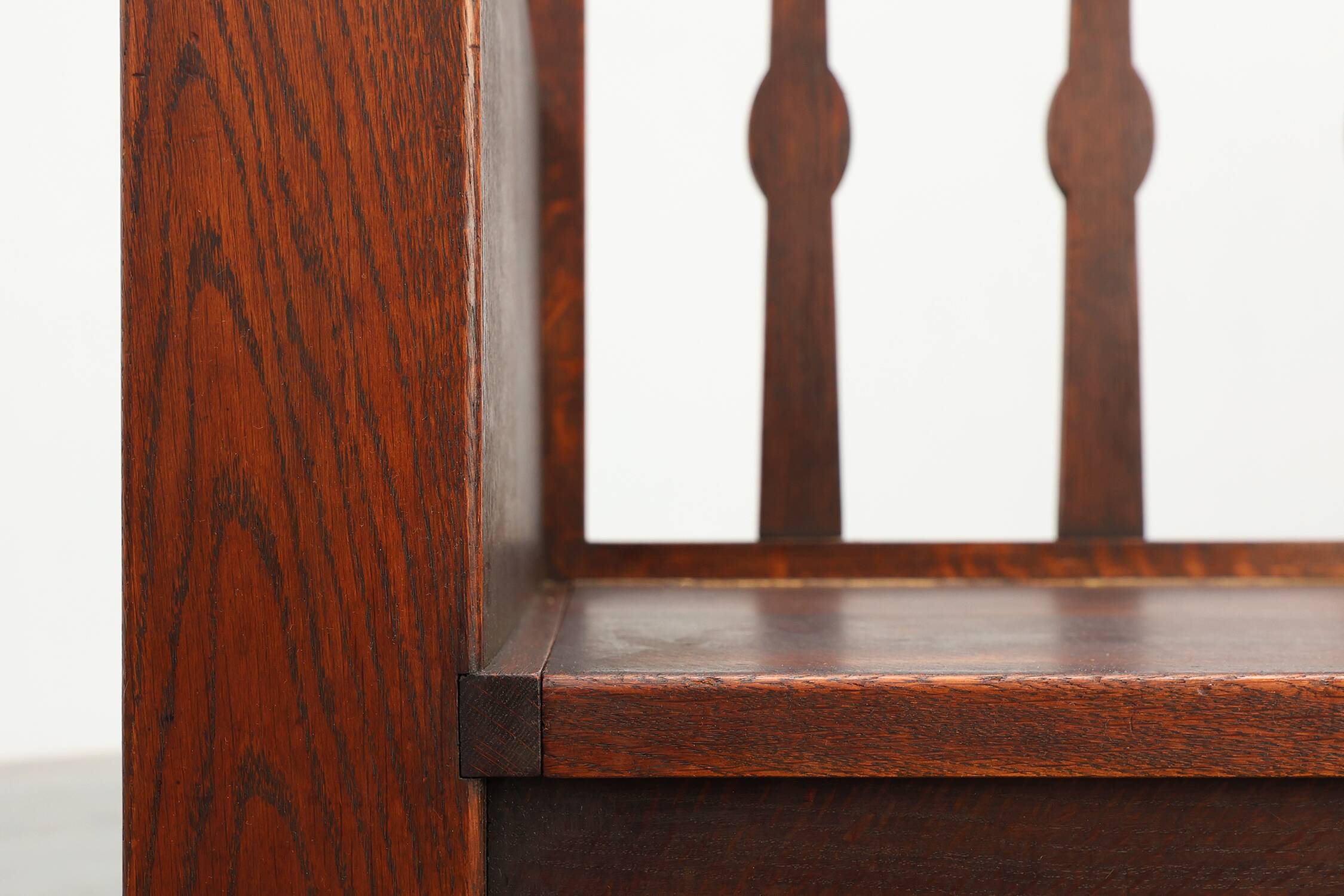 Modernist Art Deco bench with lift-top storage seat in solid oak, Belgium