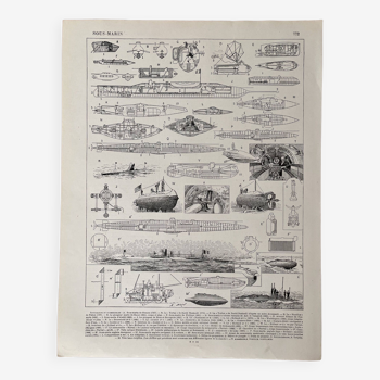 Lithograph on submarines - 1900