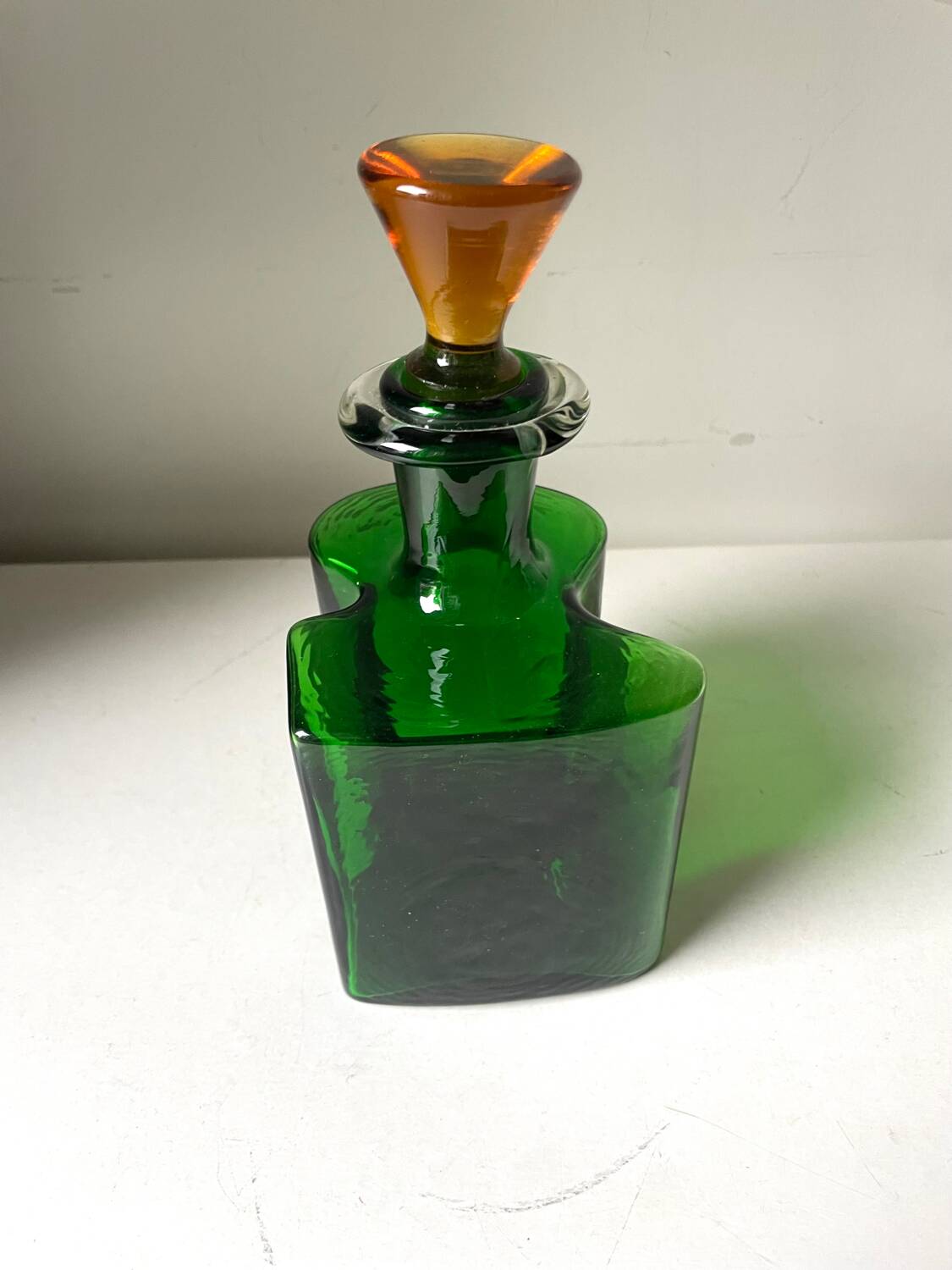 Holmegaard Dark Green Vintage with orange cap Decanter Danish