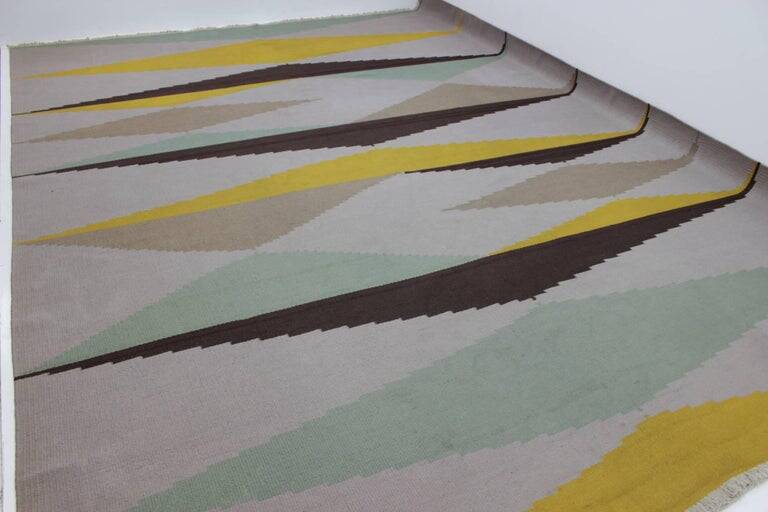 Big Modernist Geometric Kilim Carpet, A. Kybal, 1960s