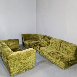 Vintage design modular sofa green velvet 'Groovy 70s'