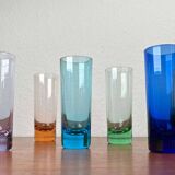 Coloured German shot glasses from the mid-century, 1960s, set of 6.